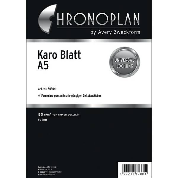 AVERY ZWECKFORM - Chronoplan - Blatt - A5 - 50 Blatt - Kariert