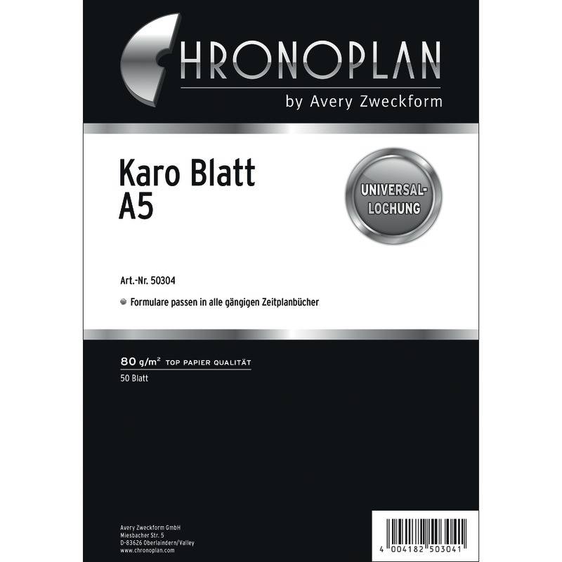 AVERY ZWECKFORM - Chronoplan - Blatt - A5 - 50 Blatt - Kariert-0