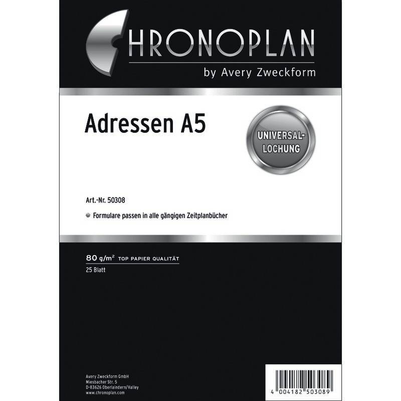 Chronoplan Adressen Blatt 50308, 25 Blatt, weiß