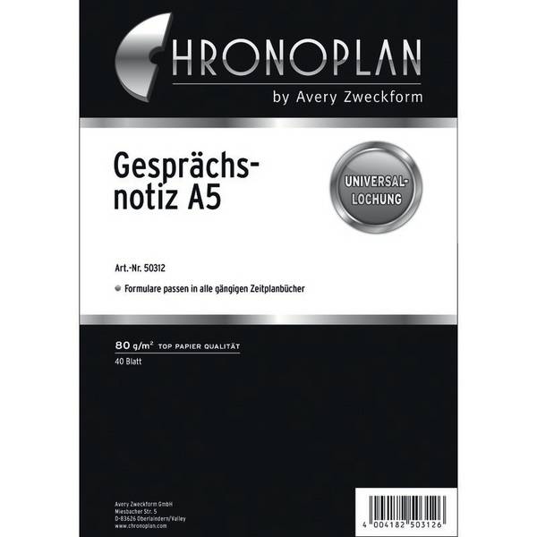 Chronoplan Gesprächsnotiz 50312, 40 Blatt, weiß