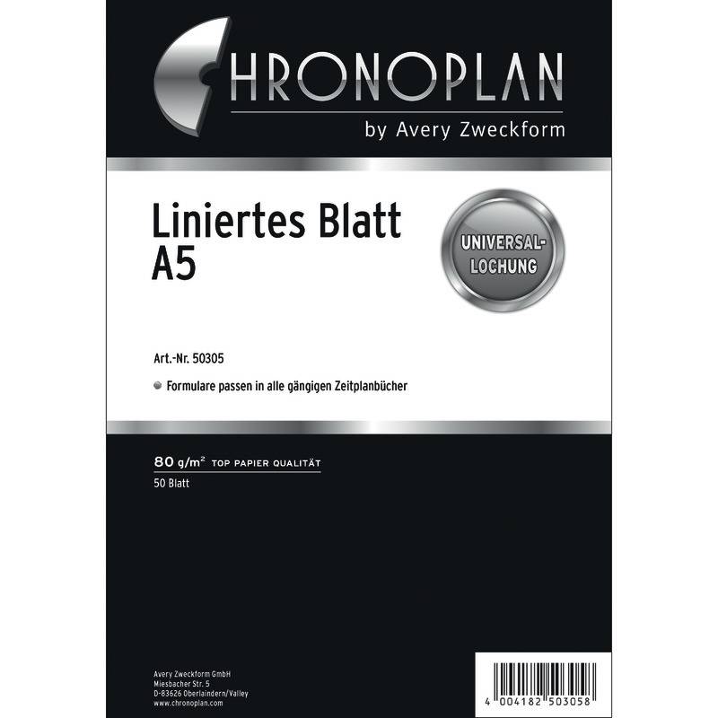 Chronoplan Schreibblock, 50 Blatt, weiß, liniert