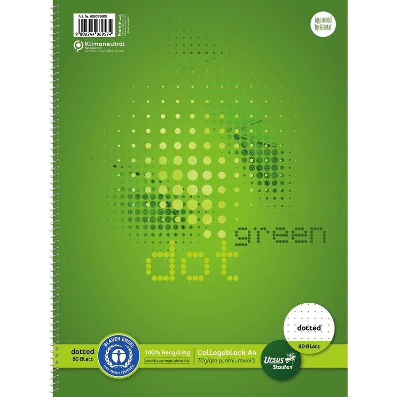 Collegeblock Green A4 60 g/qm dotted 80 Blatt-0