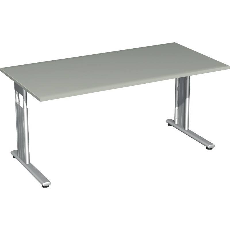 Geramöbel Rechtecktisch Flex BxH 1600x800 mm C-Kufe silber, lichtgrau