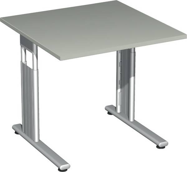Geramöbel Rechtecktisch Flex BxH 800x800 mm C-Kufe silber, lichtgrau