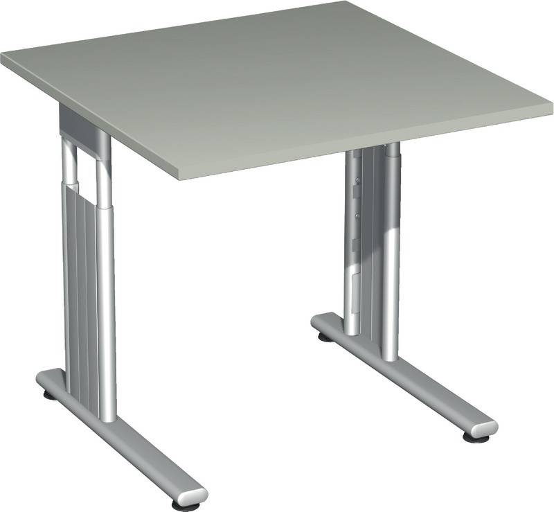 Geramöbel Rechtecktisch Flex BxH 800x800 mm C-Kufe silber, lichtgrau-0