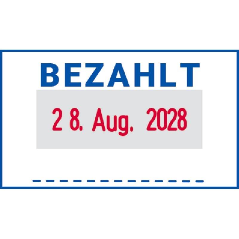 Trodat Office Professional 5430 mit Text BEZAHLT, Kissen blau/rot-1