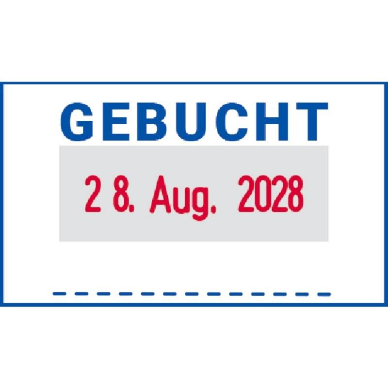 Trodat Office Professional 5430 mit Text GEBUCHT, Kissen blau/rot-1