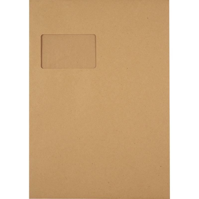 Versandtasche DIN C4, haftklebend, Fenster, braun, 90 g/m², 250 Stück-0