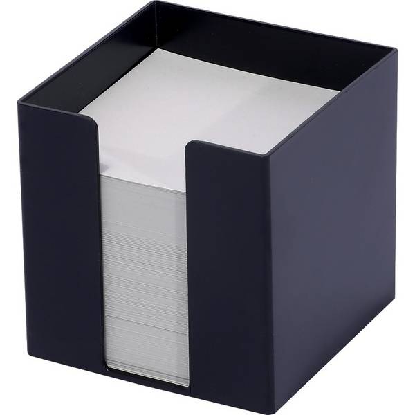 Zettelbox La Prima 9,5x9,5cm RC-Kunststoff schwarz gefüllt Recycling-Papier