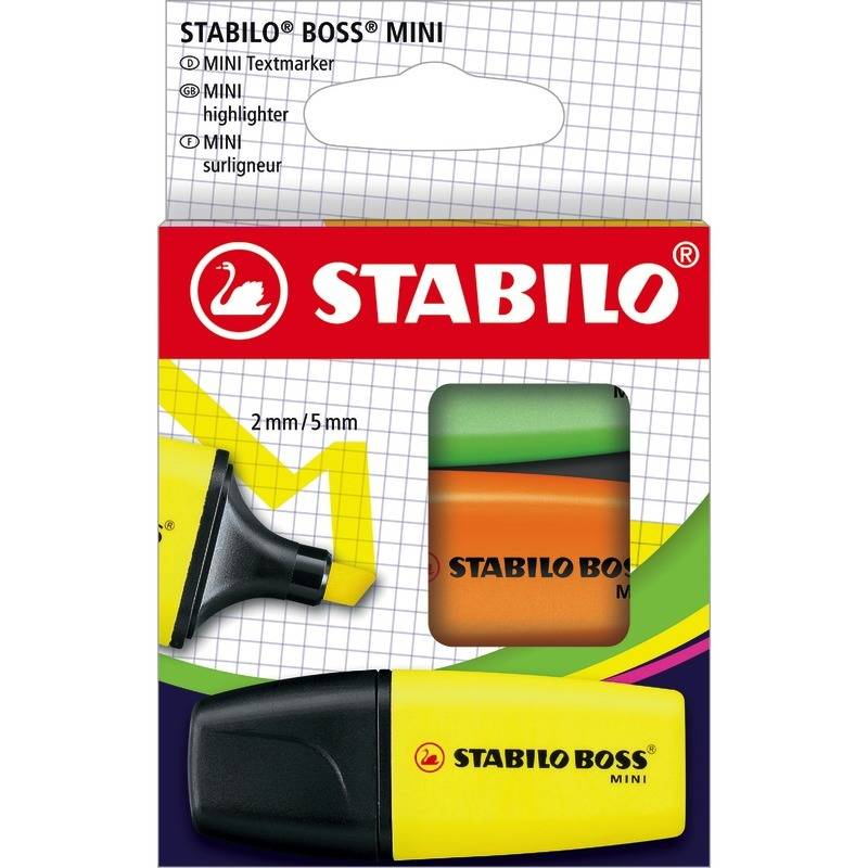 STABILO BOSS MINI 3er Etui, gelb, orange, grün-0