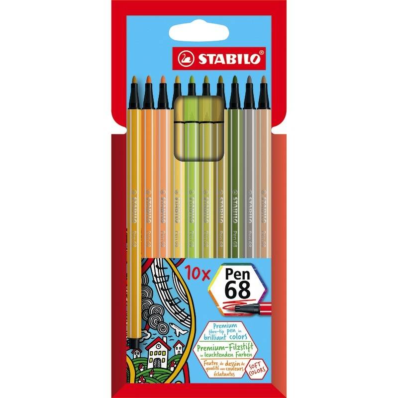 Fasermaler Pen 68 Kartonetui mit 10 Farben