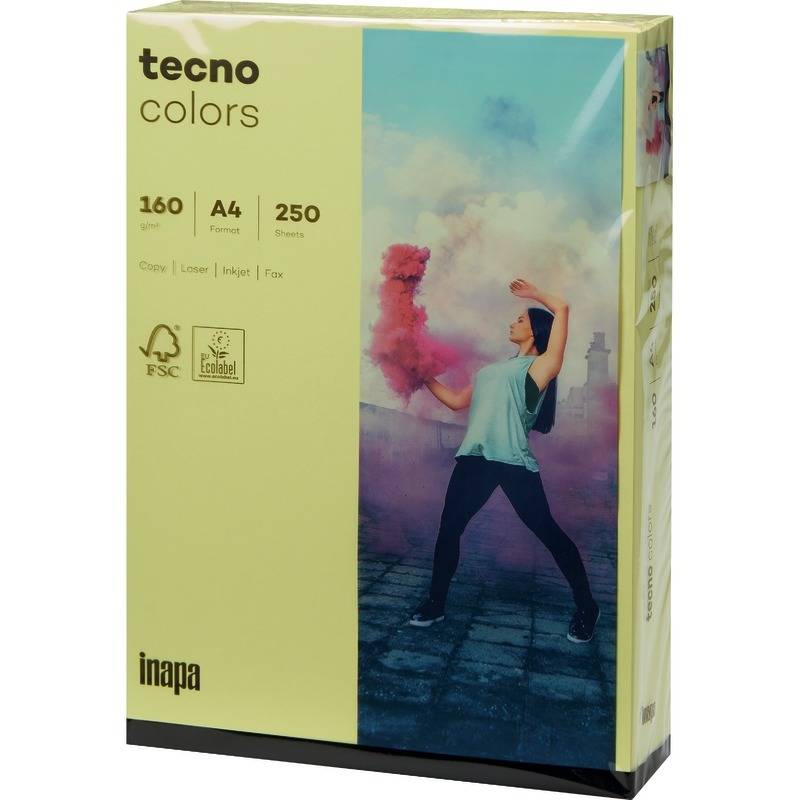 Kopierpapier tecno® colors, DIN A4, 160 g/m², Pack: 250 Blatt, mittelgelb-2