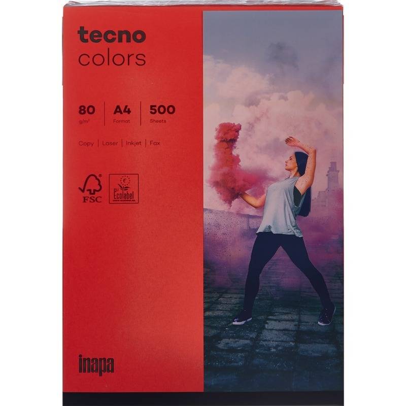 Kopierpapier tecno® colors, DIN A4, 80 g/m², Pack: 500 Blatt, intensivrot-0
