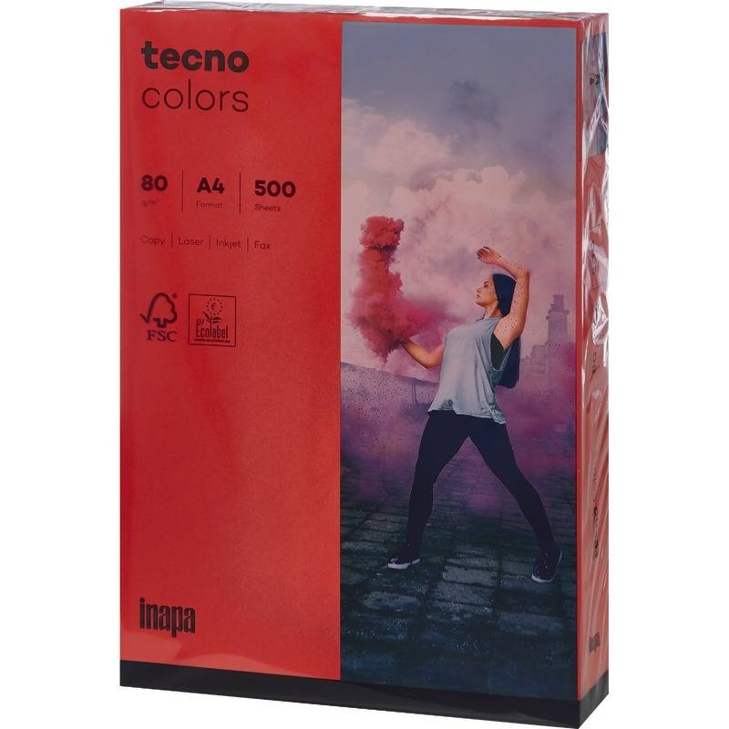 Kopierpapier tecno® colors, DIN A4, 80 g/m², Pack: 500 Blatt, intensivrot-2