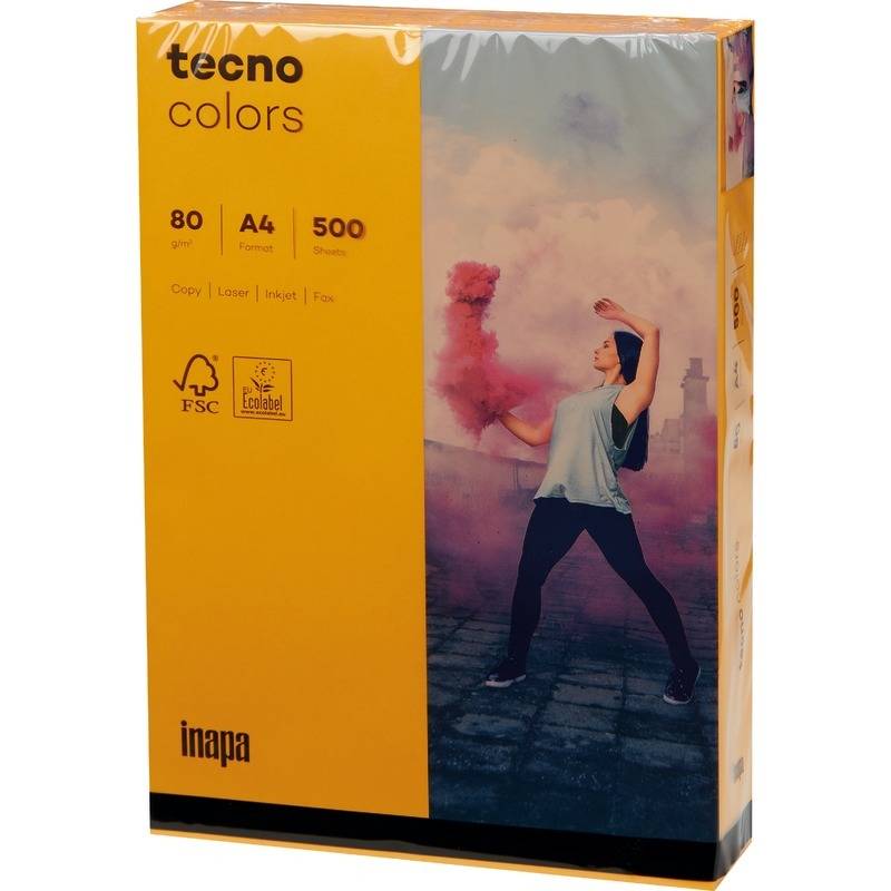Kopierpapier tecno® colors, DIN A4, 80 g/m², Pack: 500 Blatt, mittelorange-2