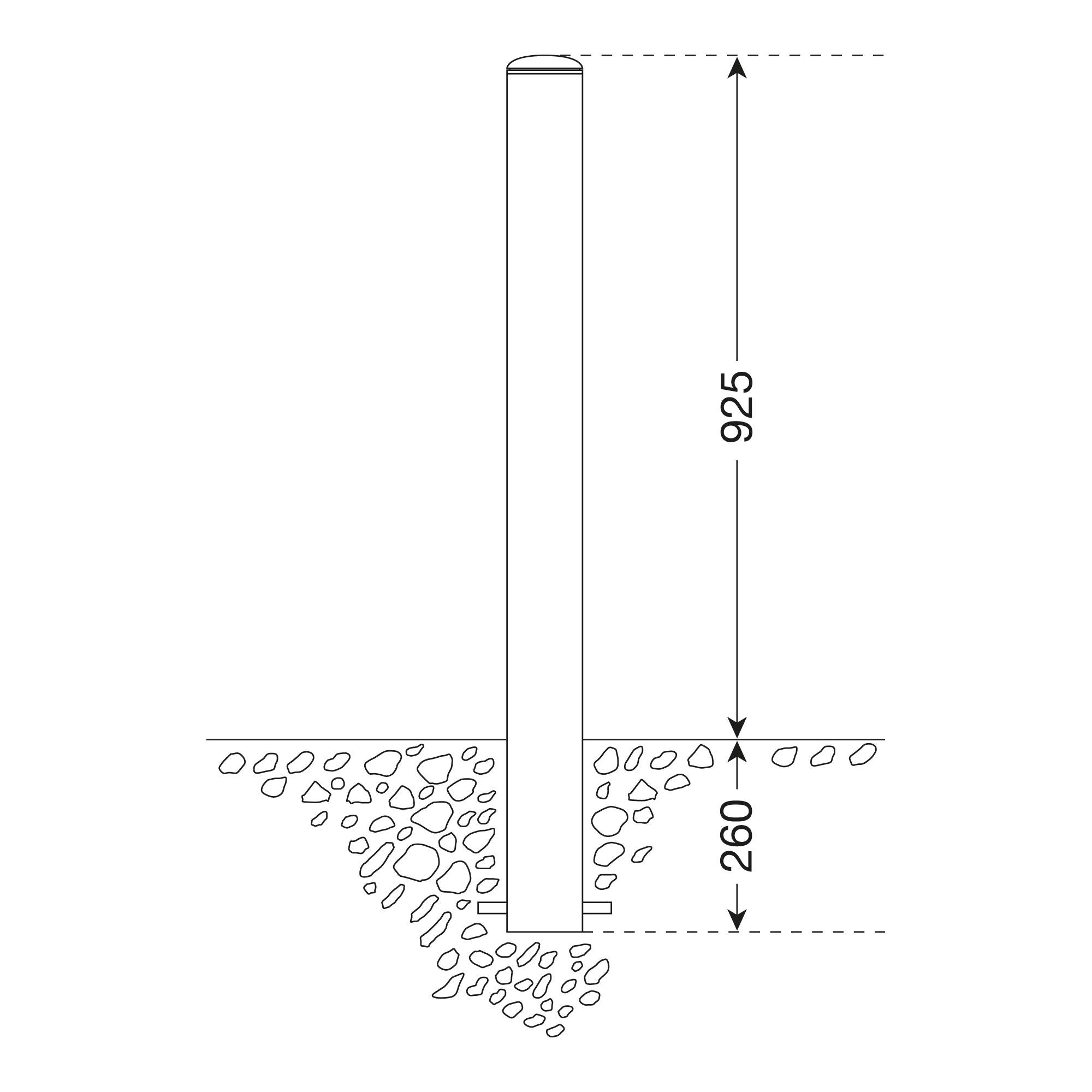 Edelstahlpoller MILANO, feststehend, Durchmesser: 60 mm, Gesamtlänge: 1185 mm-4