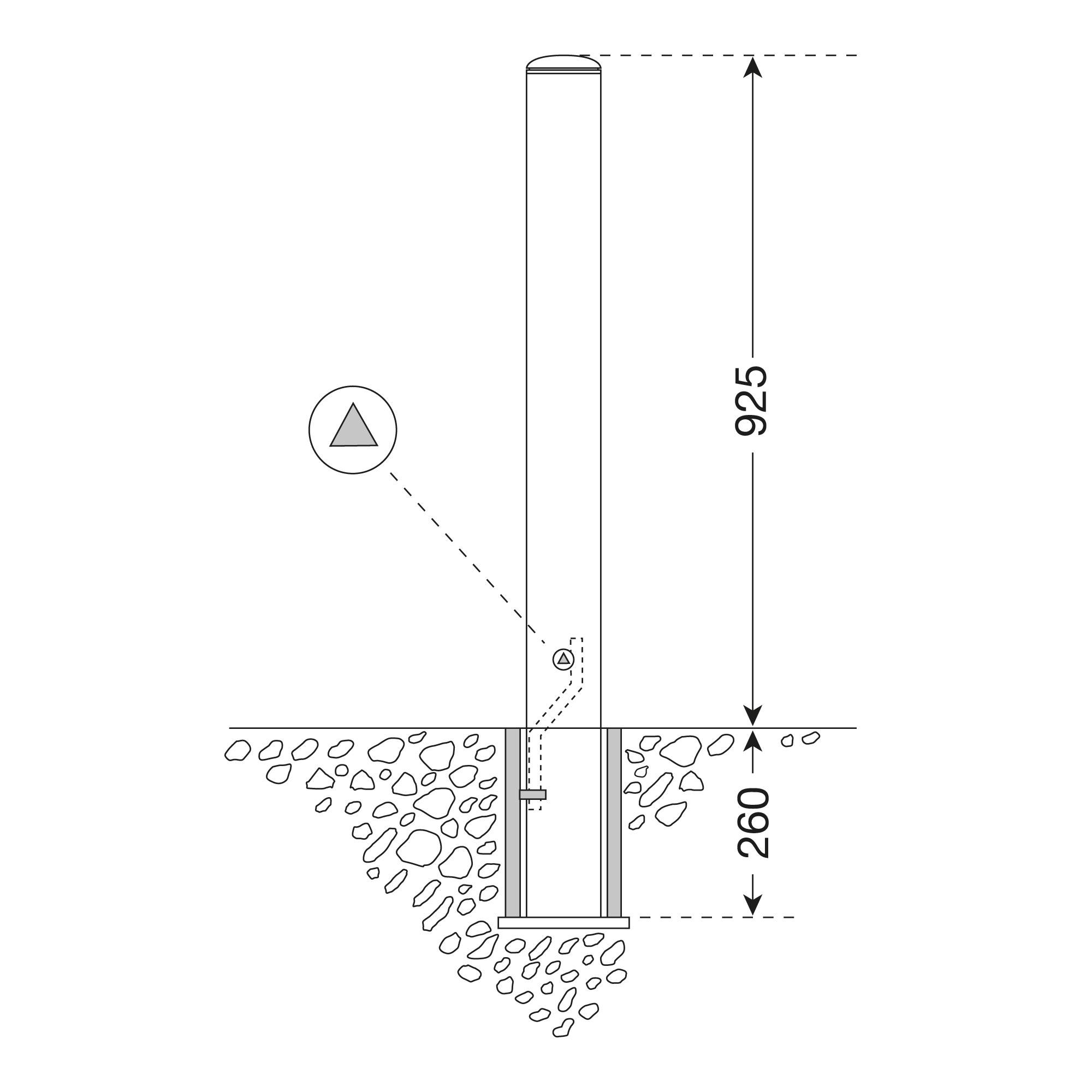 Edelstahlpoller MILANO, herausnehmbar mit Dreikant, Durchmesser: 76 mm, Gesamt-4