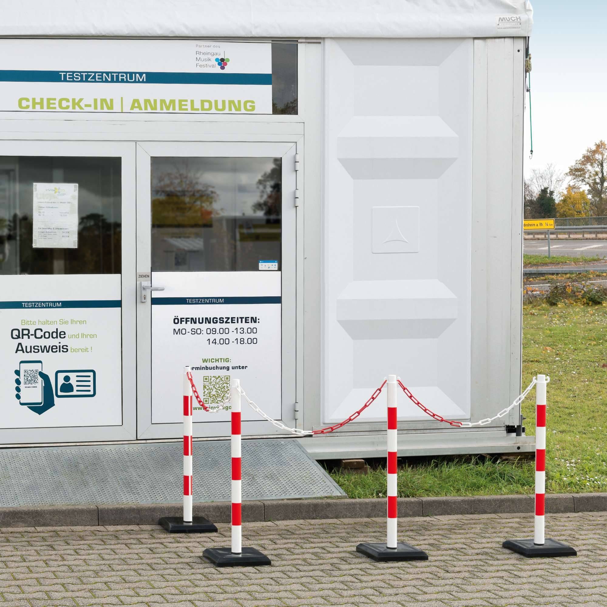 GUARDA-Plus Ketten-Warnständer SET, rot-weiß, aus robustem Kunststoff mit schwer-0