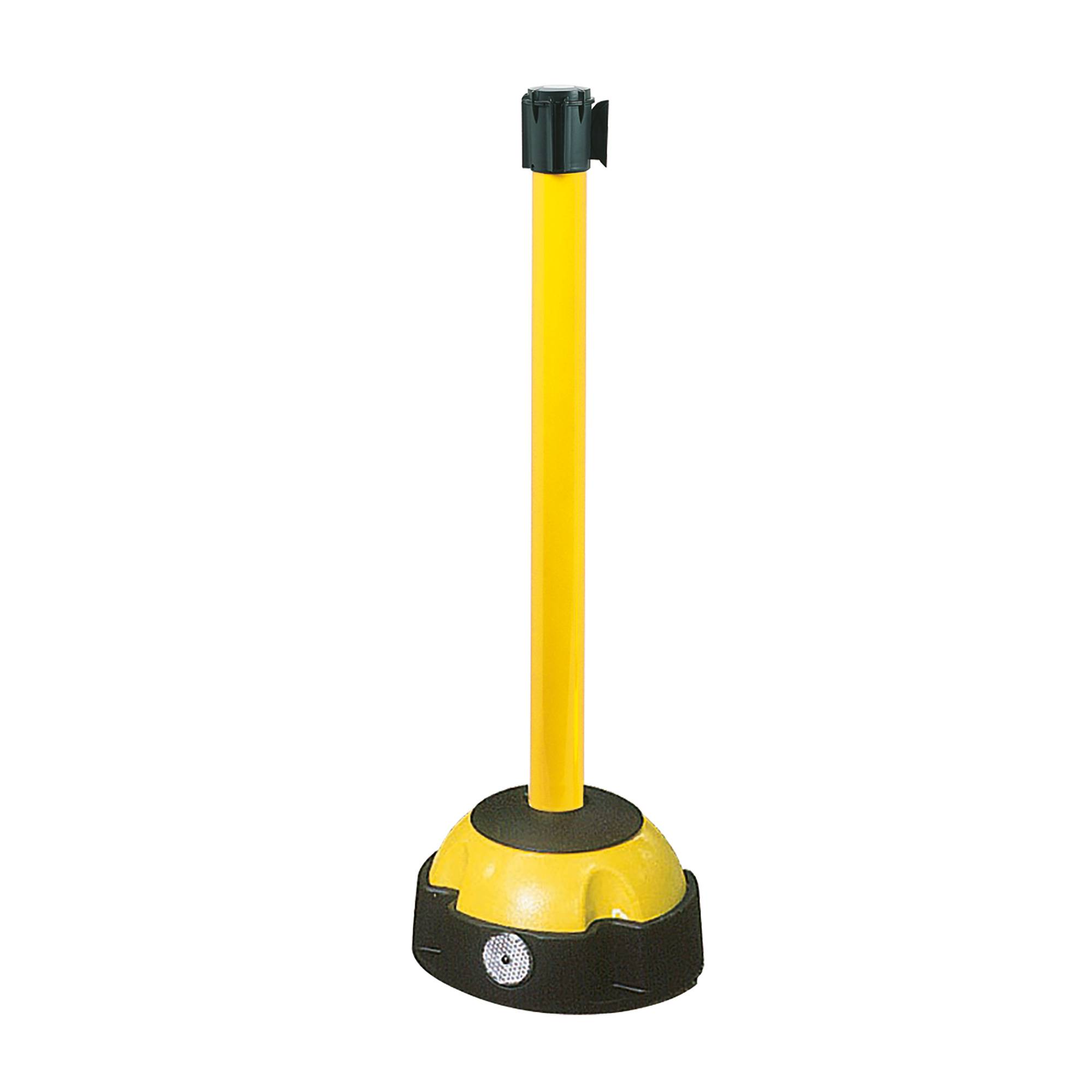 MORION Gurt-Warnständer Pfostenfarbe gelb, Bandfarbe: gelb 60/985 mm, Fuß schwar-1