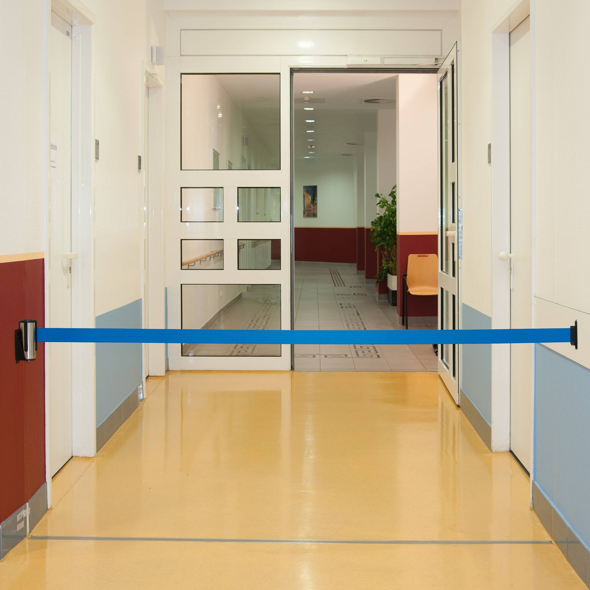 Wandgurt A2, Gurt blau, 2500 mm, SET bestehend aus: Gurtkassette, Wandhalterung-1