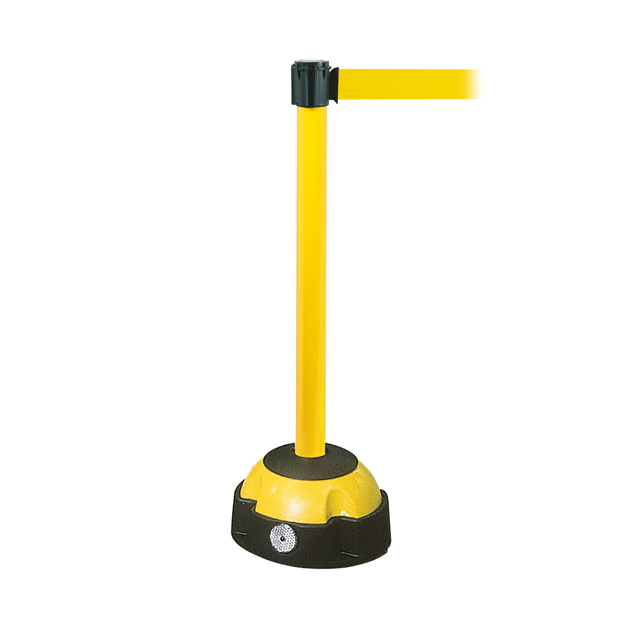 MORION Gurt-Warnständer Pfostenfarbe gelb, Bandfarbe: gelb 60/985 mm, Fuß schwar-2