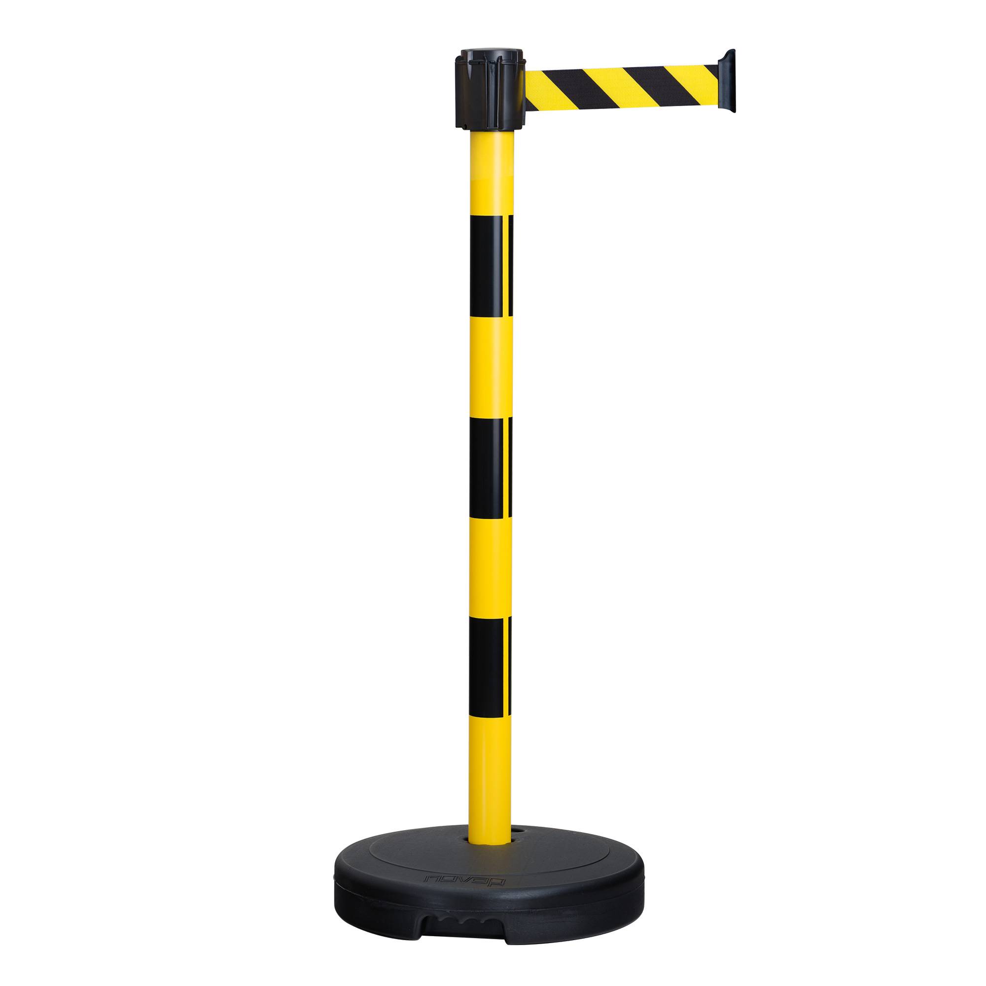 Gurtwarnständer,m. 1 Gurt(en),LxB 3m x50mm,Pfosten HxØ 950x50mm,Gurt gelb/schwarz,Pfosten Kunststoff,gelb/schwarz-1