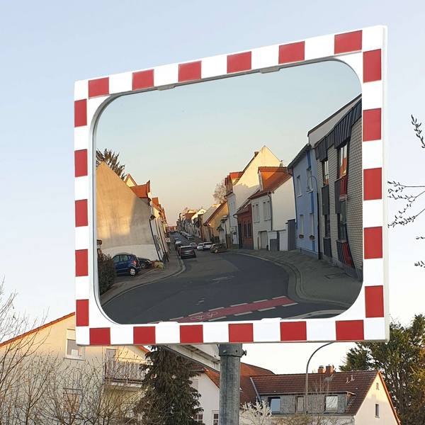 Diamond-3, Verkehrsspiegel, Sekurit-Sicherheitsglas, rot/weiß reflektierender Ku