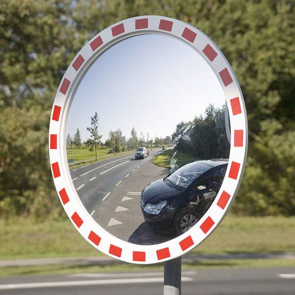 EUCRYL Verkehrsspiegel aus Acryl, 800 mm Durchmesser, integrierte Halterung für