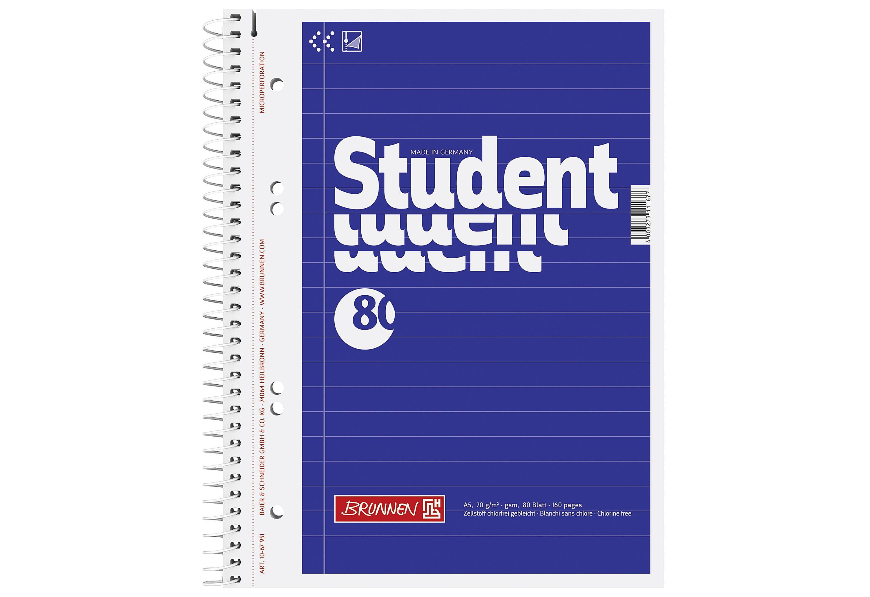 Kollegblock Student A5 70g/qm liniert 80 Blatt blau-1