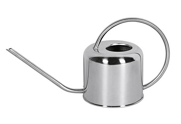 Esschert Design Gießkanne, Wasserkanne in Chrom aus Stahl, schlankes Design, 1 Liter, ca. 36