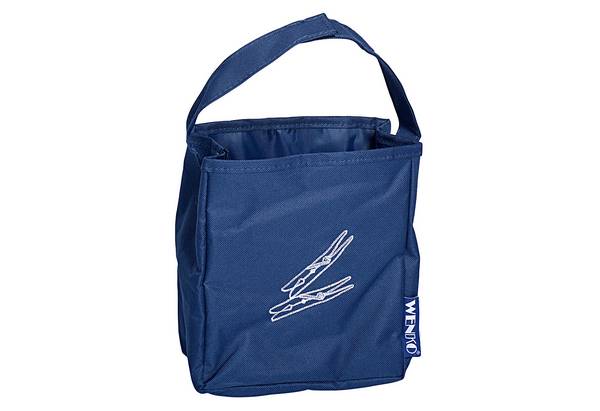 WENKO Wäscheklammerbeutel Blau, Polyester, 17 x 19 x 10 cm,