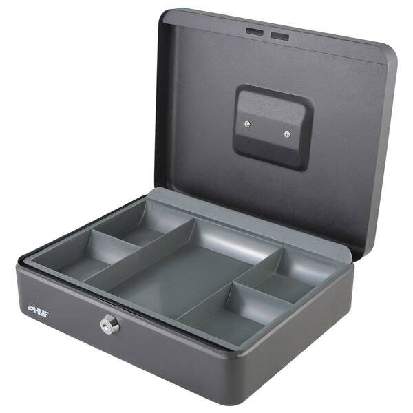 HMF Geldkassette mit Zylinderschloss 30x24x9cm farbig sortiert (blau,weiß,schwarz,rot)-6
