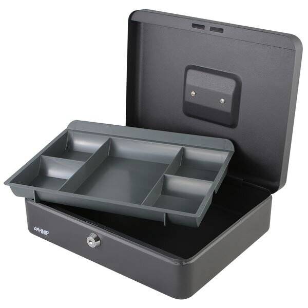 HMF Geldkassette mit Zylinderschloss 30x24x9cm farbig sortiert (blau,weiß,schwarz,rot)-7