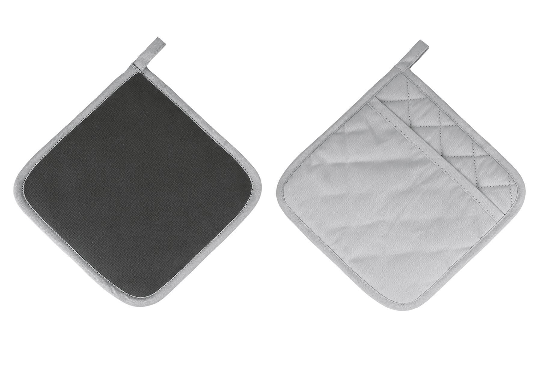 Topflappen Anti-Rutsch 22 x 22 cm Baumwolle grau/schwarz-0