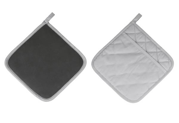 Topflappen Anti-Rutsch 22 x 22 cm Baumwolle grau/schwarz