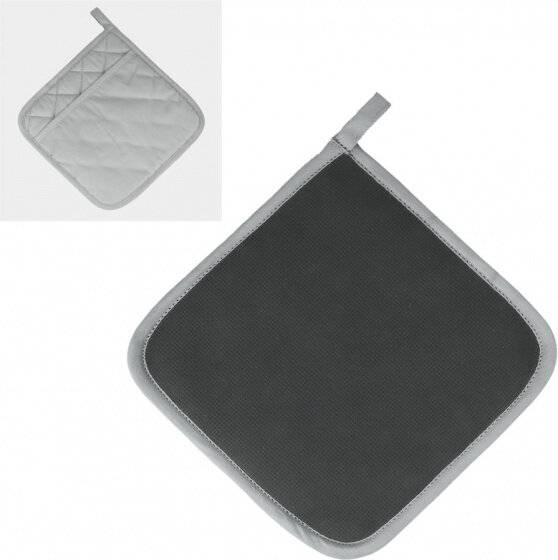 Topflappen Anti-Rutsch 22 x 22 cm Baumwolle grau/schwarz-3