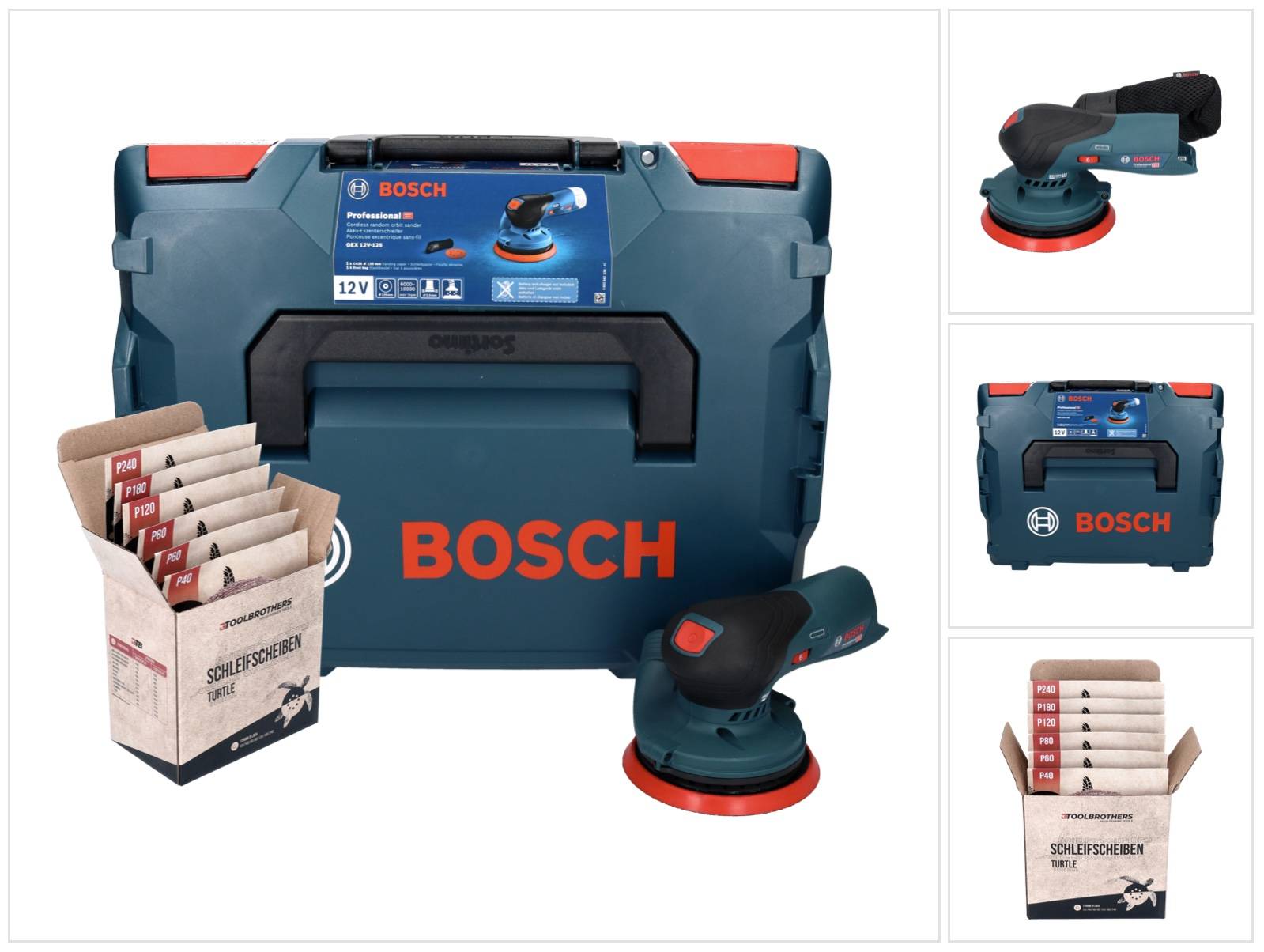 Bosch GEX 12V-125 Professional Akku Exzenterschleifer 12 V 125 mm Brushless + L-Boxx ( 0601372100 )-0