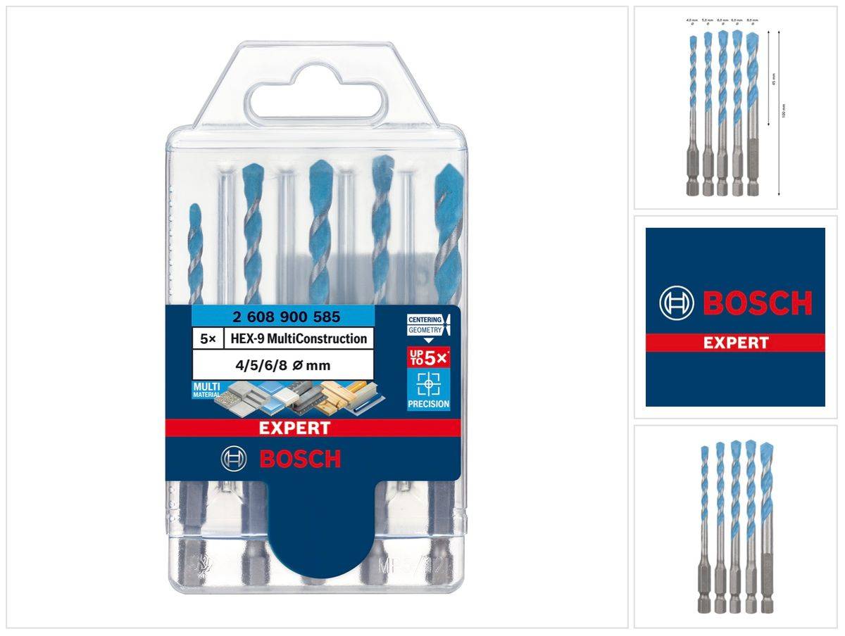 Bosch Expert MultiConstruction HEX-9 Bohrer-Set 4/5/6/6/8 mm 5tlg. - 2608900585-0