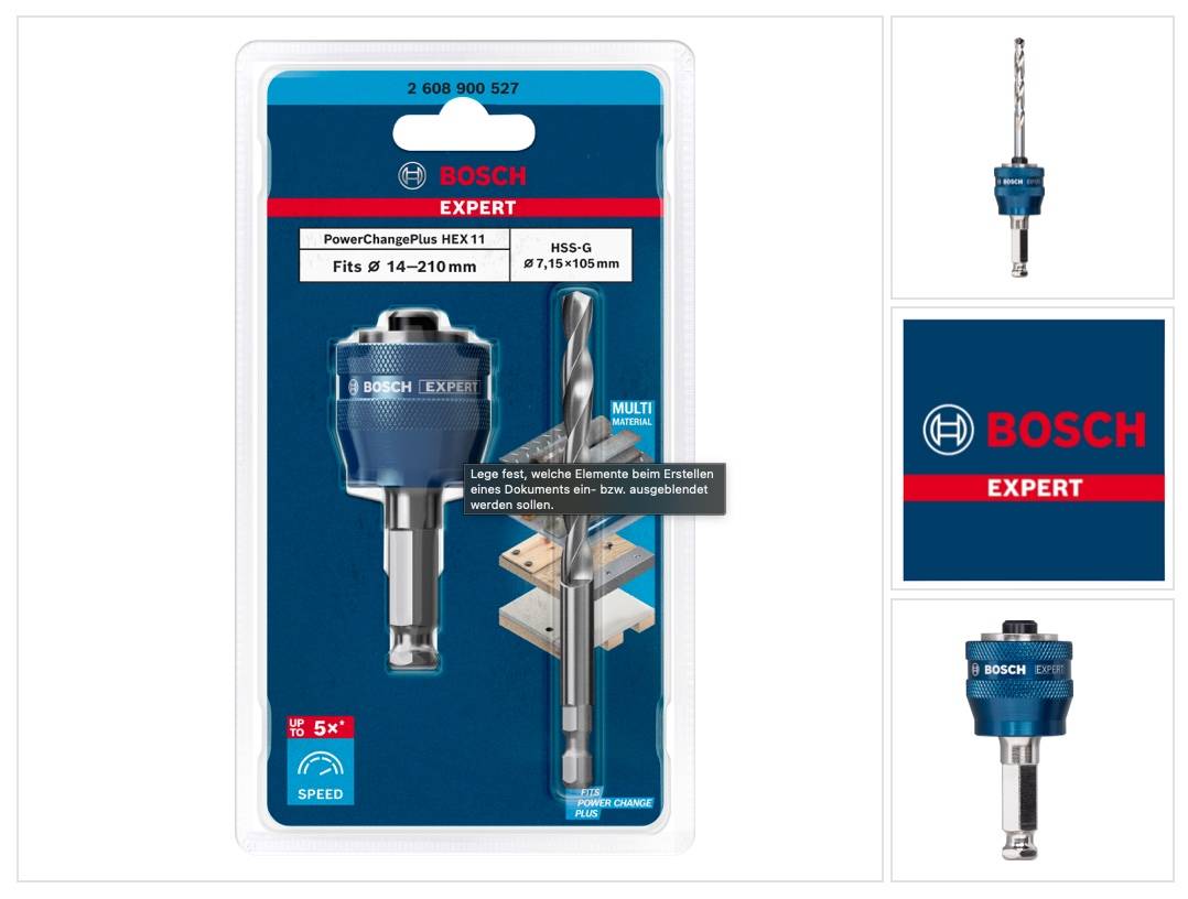 Bosch EXPERT Power Change Plus Hex 11 Adapter 7,15 x 105 mm HSS-G Bohrer ( 2608900527 ) Multimaterial-0