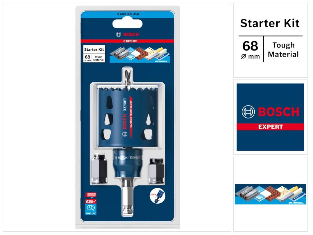 Bosch EXPERT Tough Material Lochsägen Starter Set 68 x 60 mm Carbide ( 2608900450 ) Universal - Nachfolger-0
