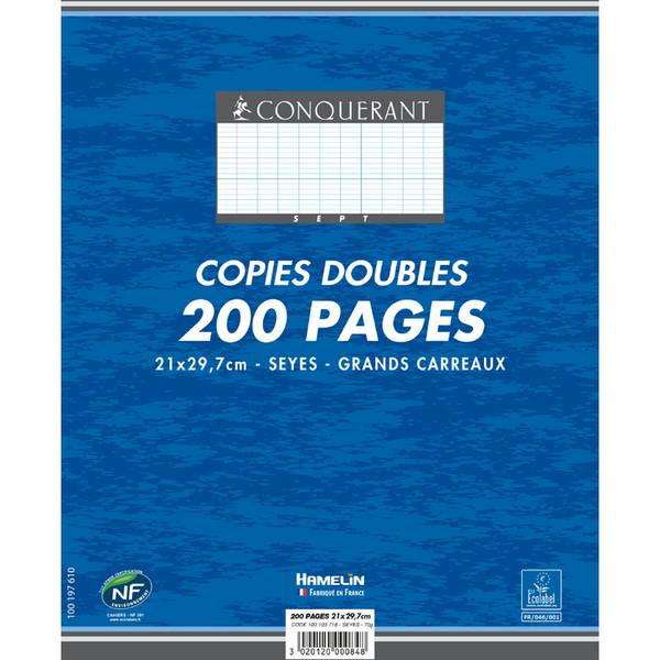 CONQUERANT Sept Kanzleipapier, DIN A4, SEYES, 100 Blatt