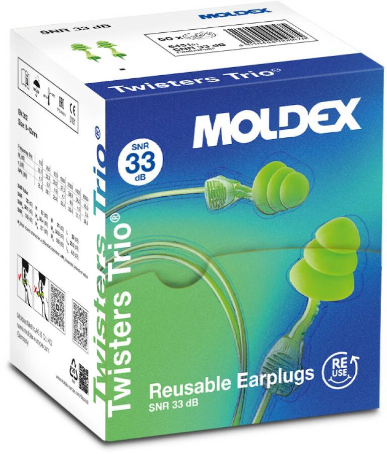 Gehörschutzstöpsel Twisters® Trio Cord 645101 Größe uni Inhalt 1 Paar Stöpsel mit Kordel, verpackt in PocketPak® Aufbewa-0