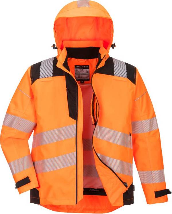 Warnschutz-Regenjacke PW360 mit Membran Klasse 3 PW360OBRM Größe M Farbe warnorange / schwarz
