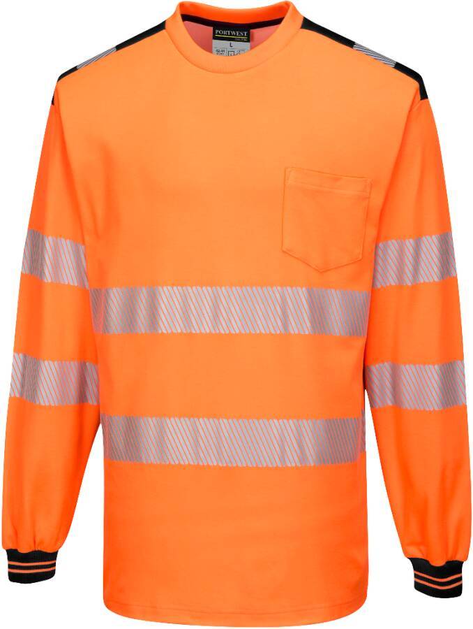 Warnschutz-T-Shirt Langarm T185 Klasse 3 T185OBRXXL Größe XXL Farbe warnorange / schwarz-0