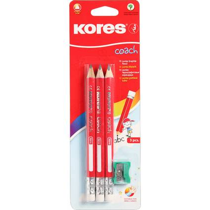Kores Bleistift COACH, dreieckig, Härtegrad: 2 HB, 3er Pack-0