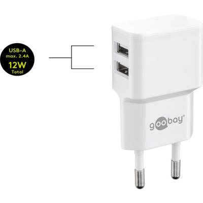Goobay 44987 USB-A Netzteil 12W / USB-C Ladekabel / 5V Universal Ladegerät  / Dual Port Adapter 2,4A / Weiß / Kabel 1m kaufen