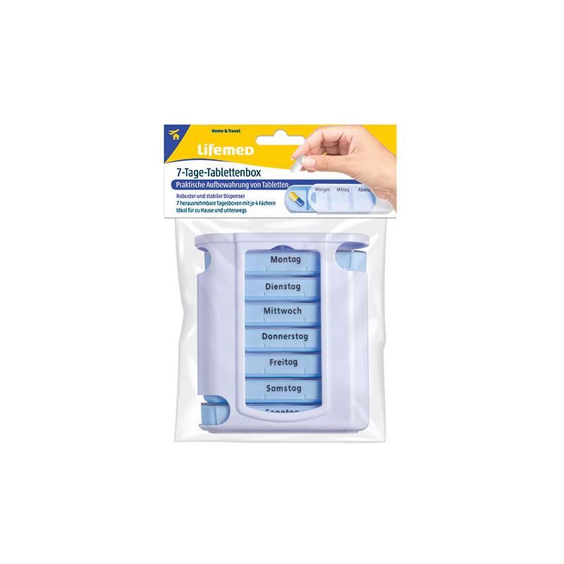 Lifemed 7-Tage-Tablettenbox, Kunststoff, weiß / blau-0