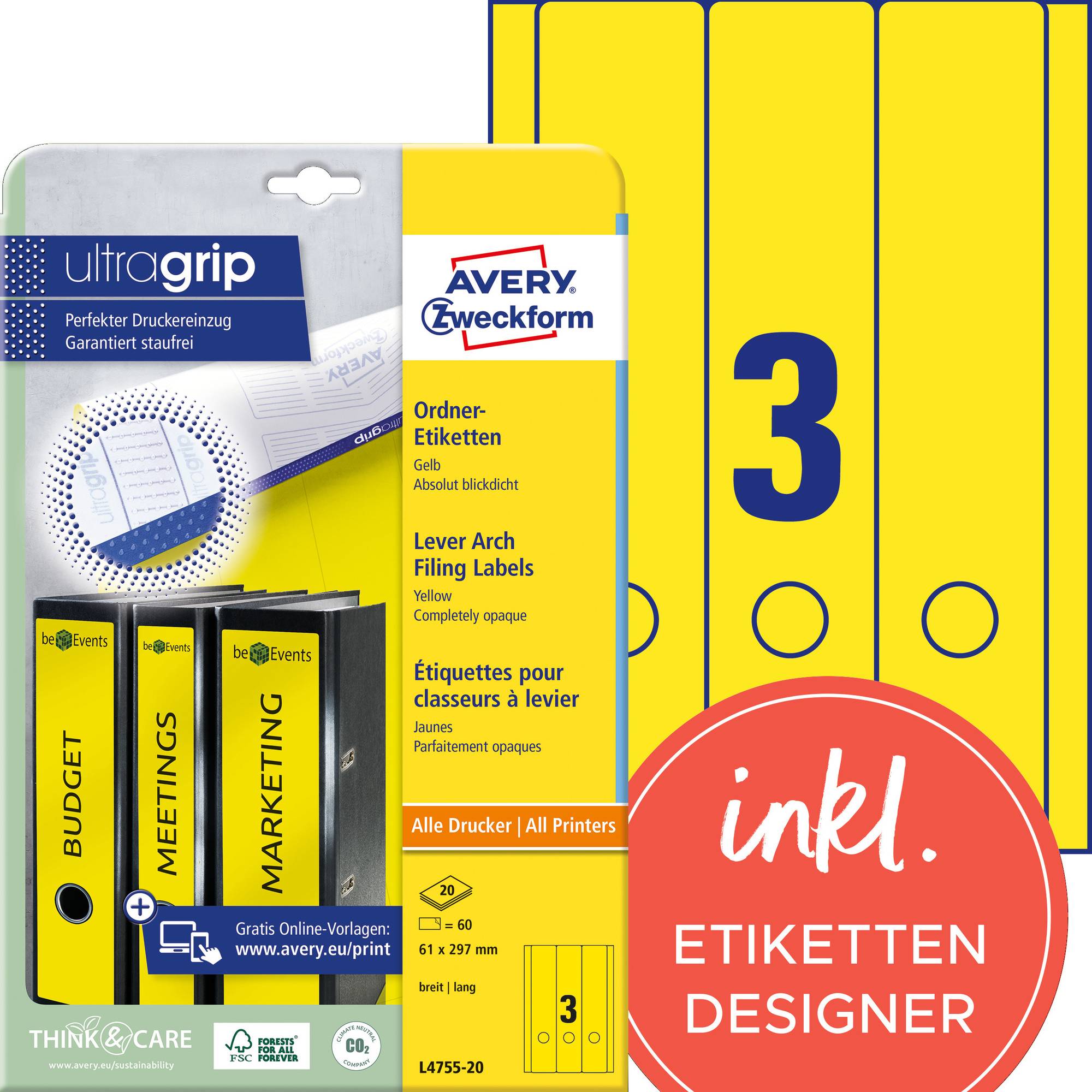 Ordneretikett lang/breit ge 60 St./Pack.-0