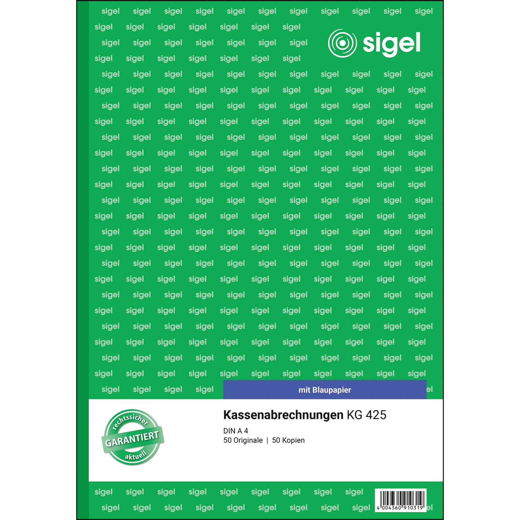 SIGEL Kassenabrechnung KG425 DIN A4 2x50Blatt-0