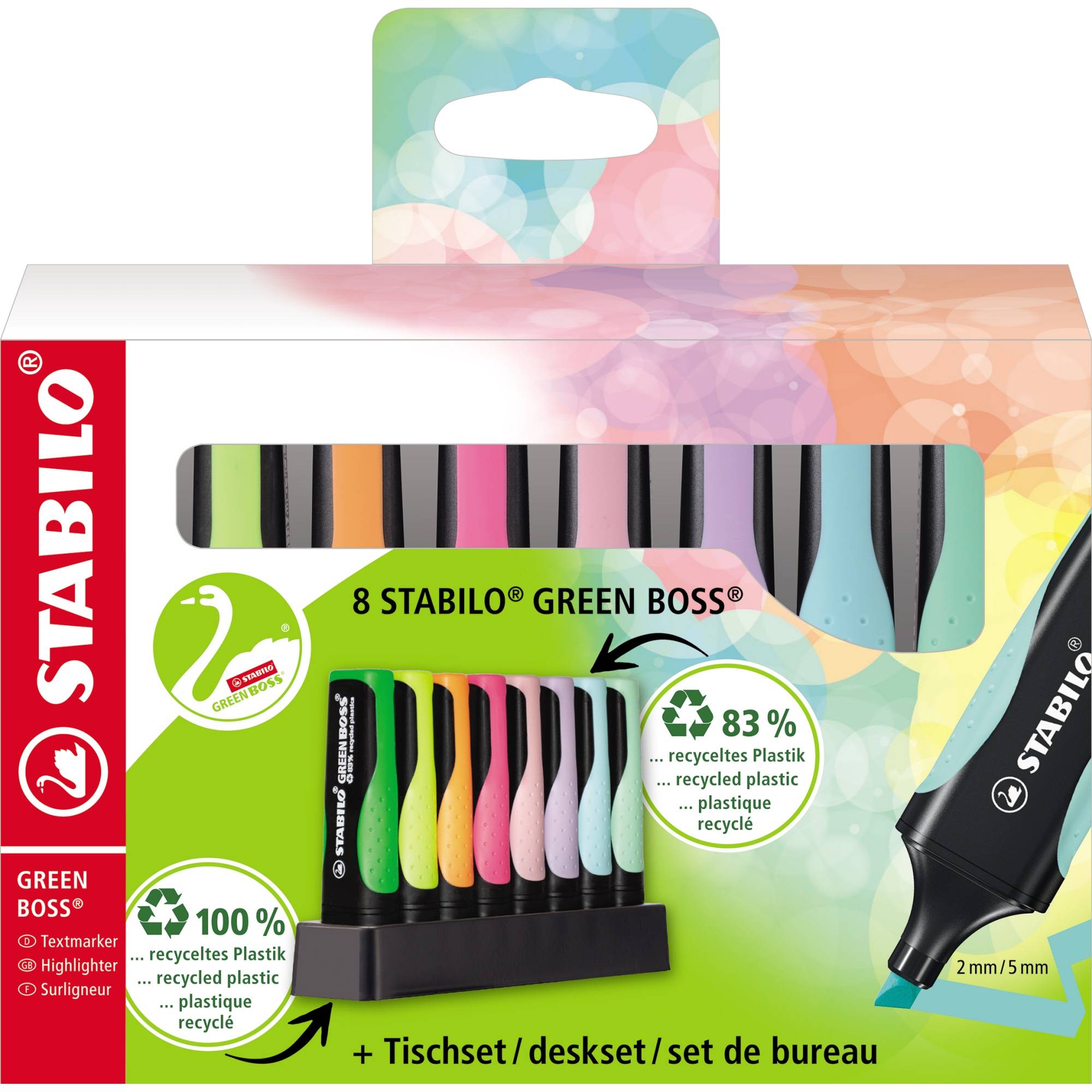 Textmarker GREEN BOSS sort. 8St. +Tischset-0